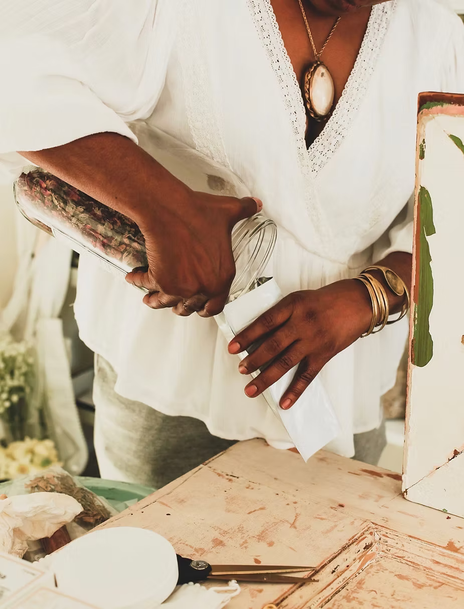 pouring herbs ready to do remedies