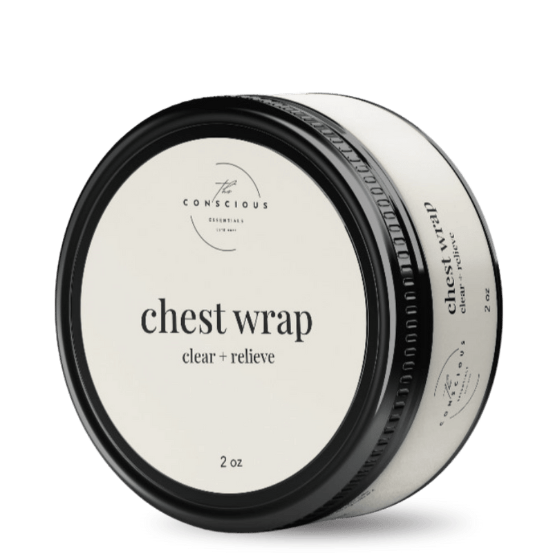 Chest wrap container with 'The Conscious' branding on a clear background