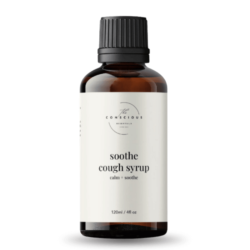 Bottle of  herbal/organic 'soothe cough syrup' 